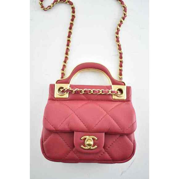 Chanel 21A Pink Mini Flap Card Holder With Chain Handle Shoulder Crossbody Bag - Picture 4 of 12